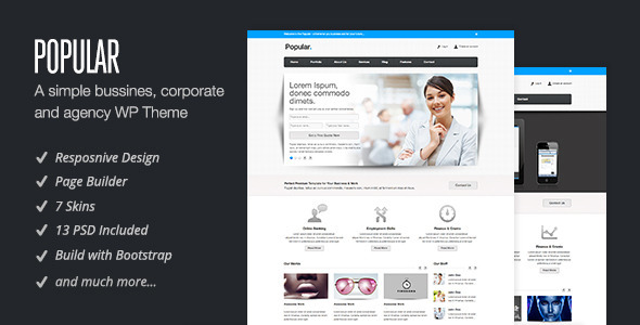 响应式wordpress企业主题 - Popular